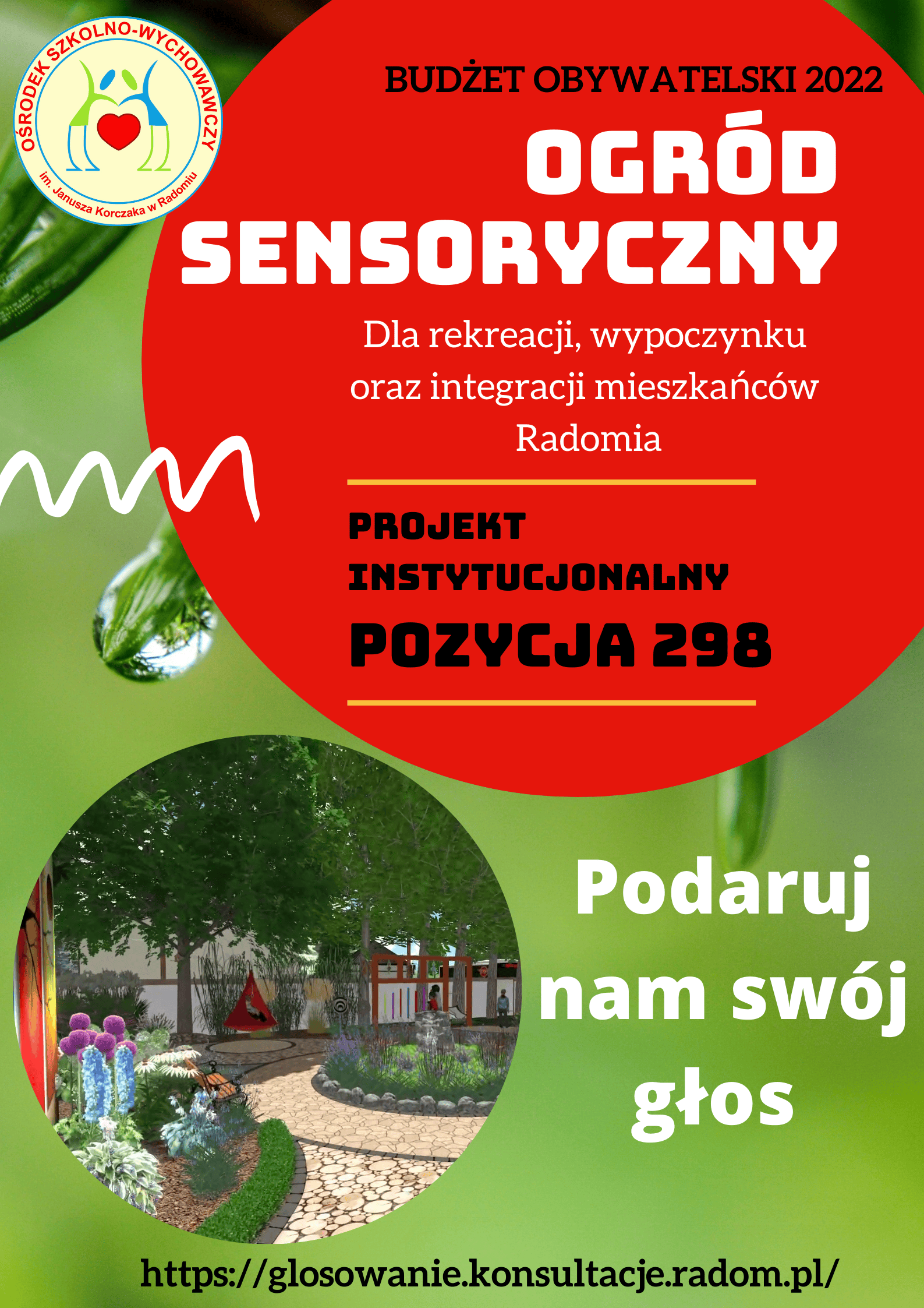 Zwracamy się z serdeczną prośbą o zagłosowanie na nasz projekt Ogrodu Sensorycznego w Budżecie Obywatelskim 2022.